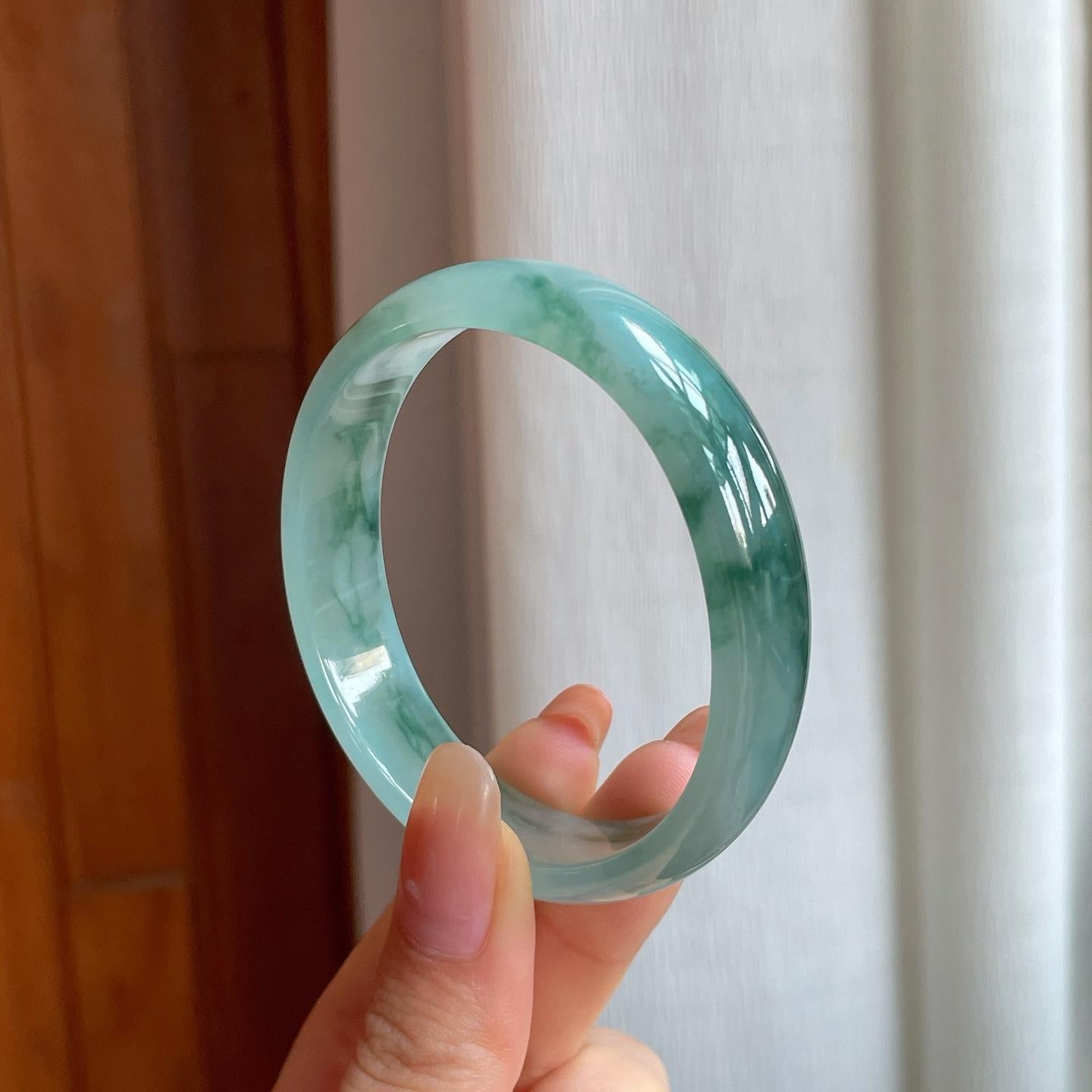 冰种飘花翡翠贵妃镯（55.3mm)（yc361600）