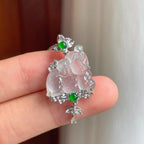 18k金钻镶冰玻种雪花棉翡翠吊坠（yc248477）