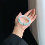 冰种飘花翡翠平安镯（54mm）（yc333011）