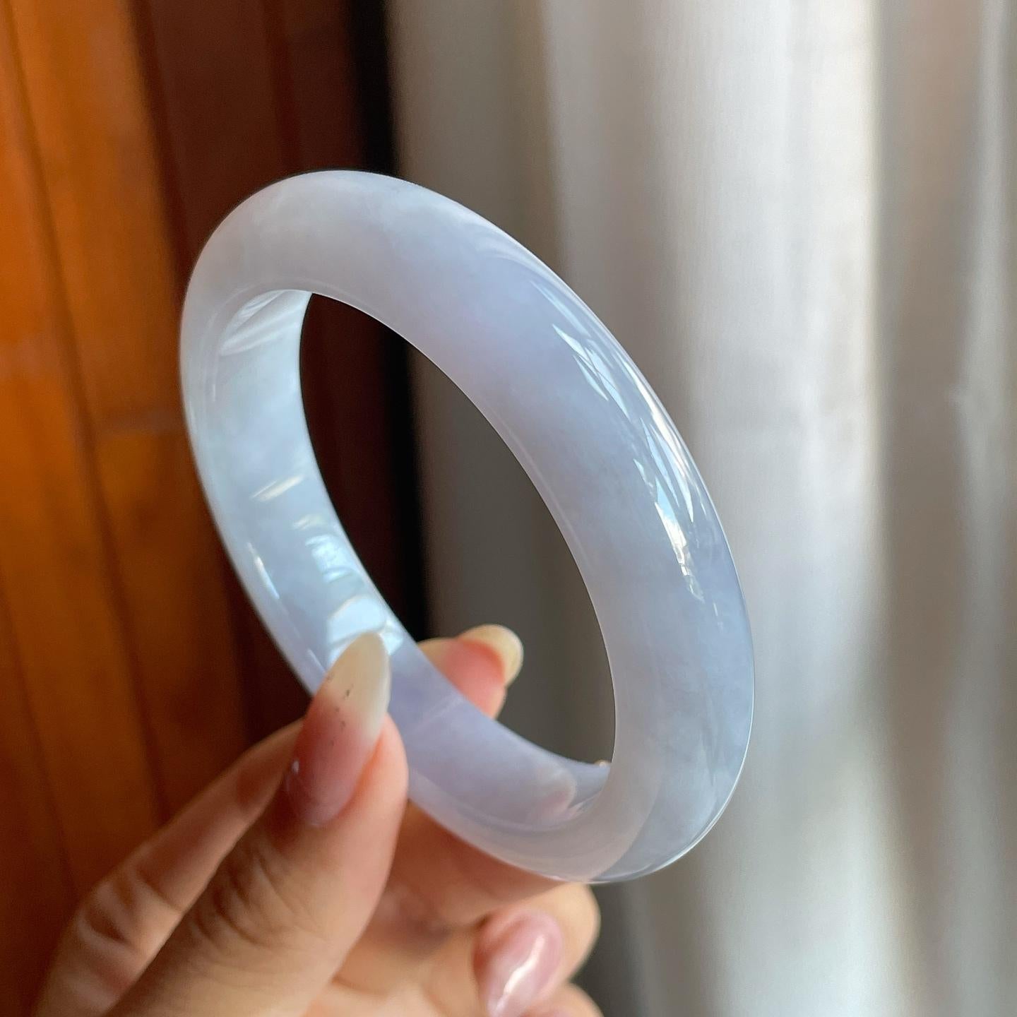 糯冰种紫罗兰翡翠平安镯（56mm）（yc220798）