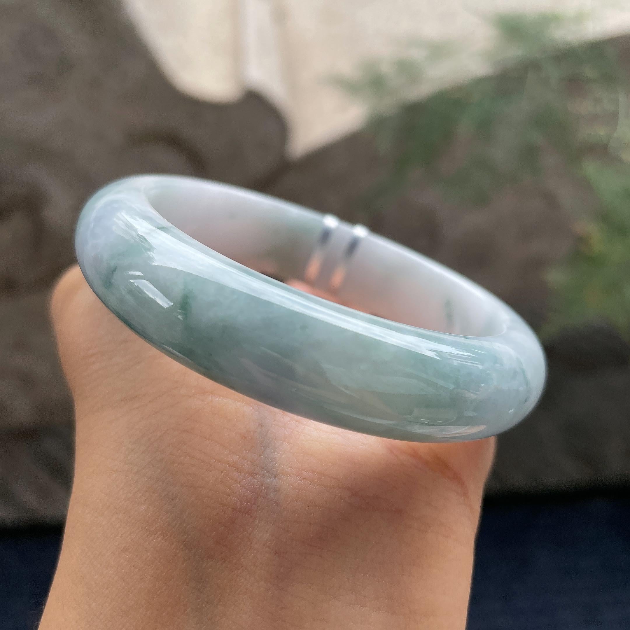 细糯种飘花正圈平安镯54.7圈      天然缅甸A货翡翠（yc421248）