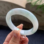 细糯种飘蓝花正圈平安镯  53圈口  天然缅甸A货翡翠（yc405549）