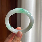 糯冰带色翡翠平安镯（57.5mm）（yc377983）