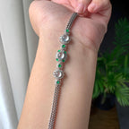 18K金钻镶冰种无色蛋面手链（yc215182）