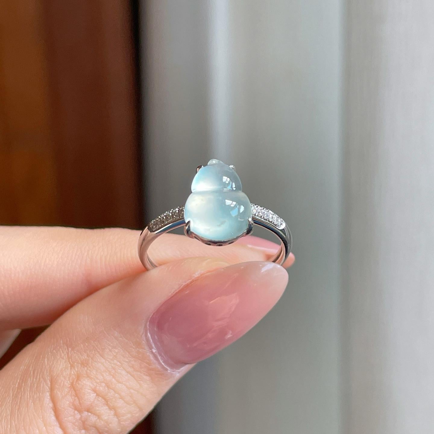 18k金镶冰种无色翡翠戒指（yc335283）