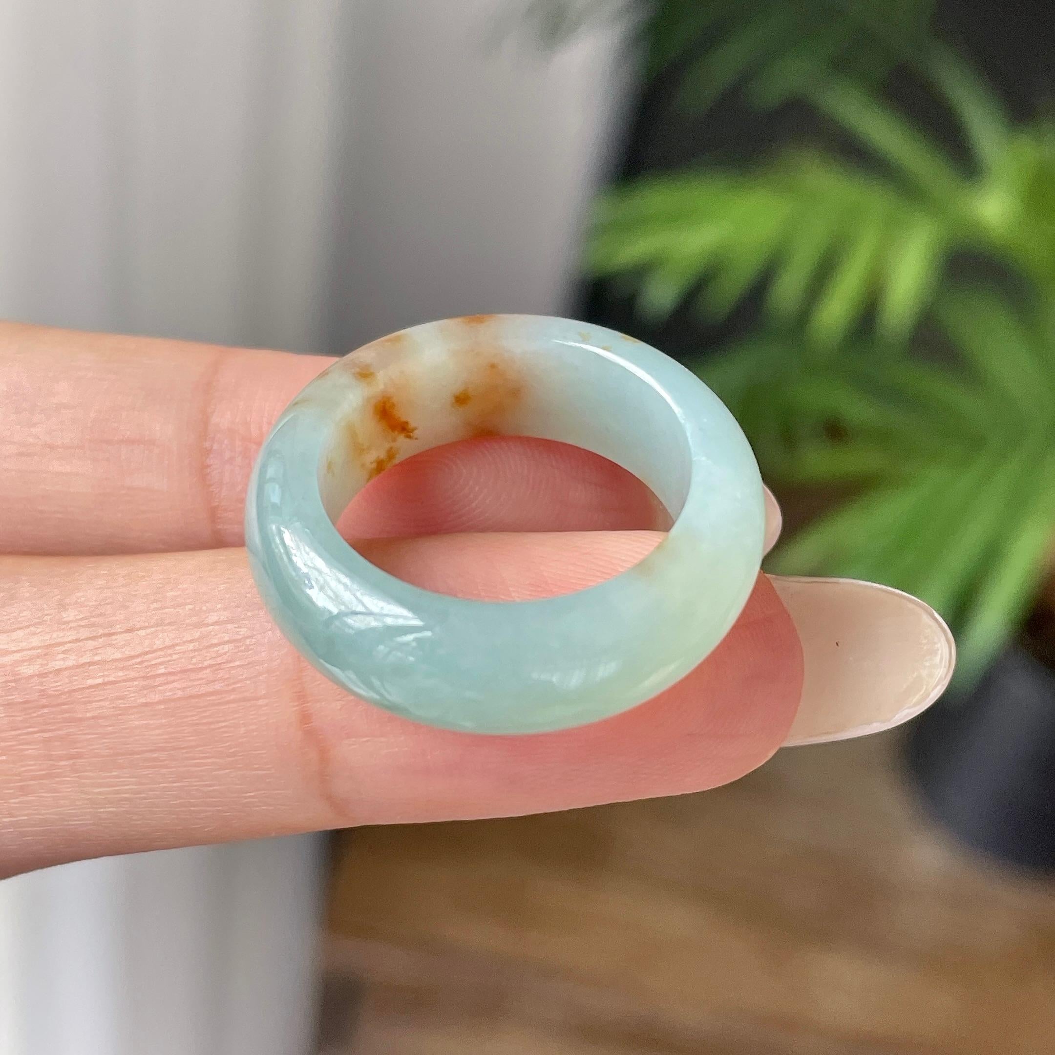 细糯种晴底飘红翡指环    天然缅甸A货翡翠（yc421328）