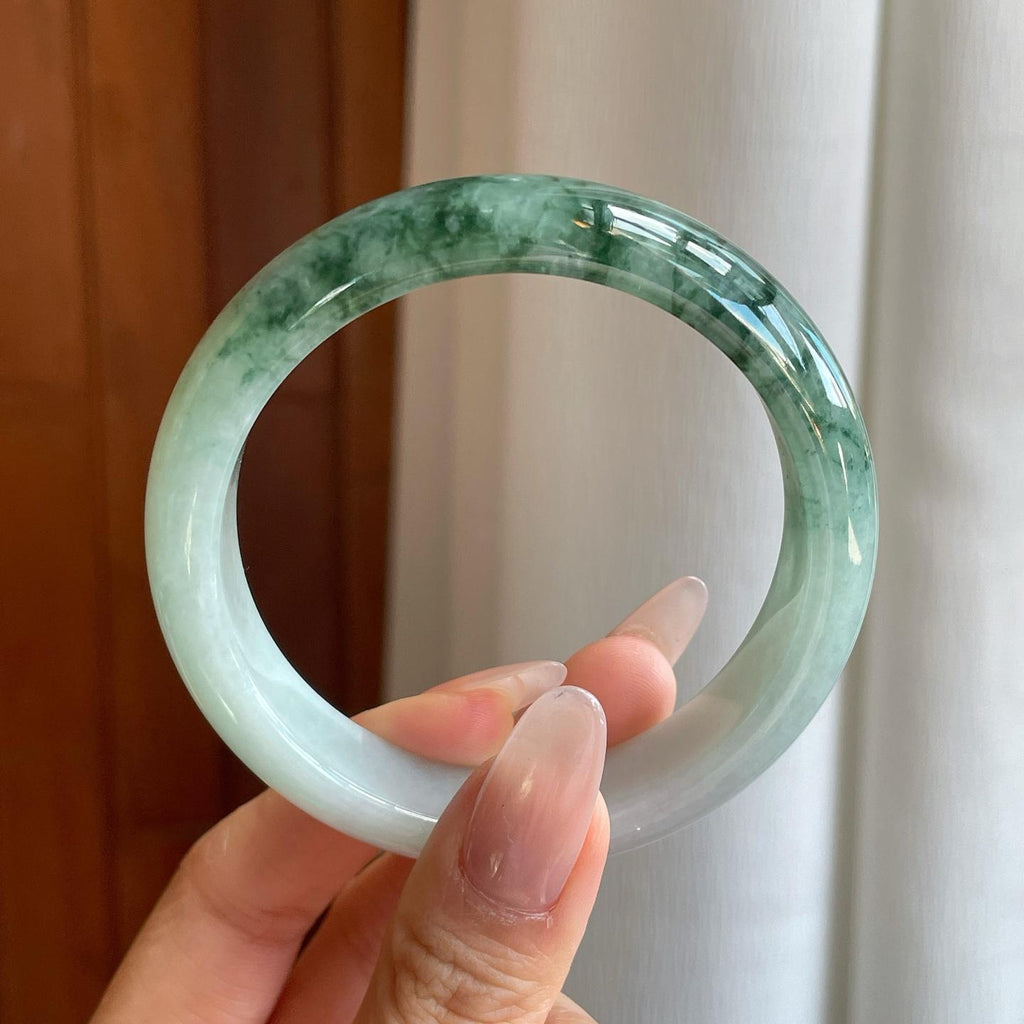 细糯冰半山半水翡翠平安镯（57mm）（yc272885）