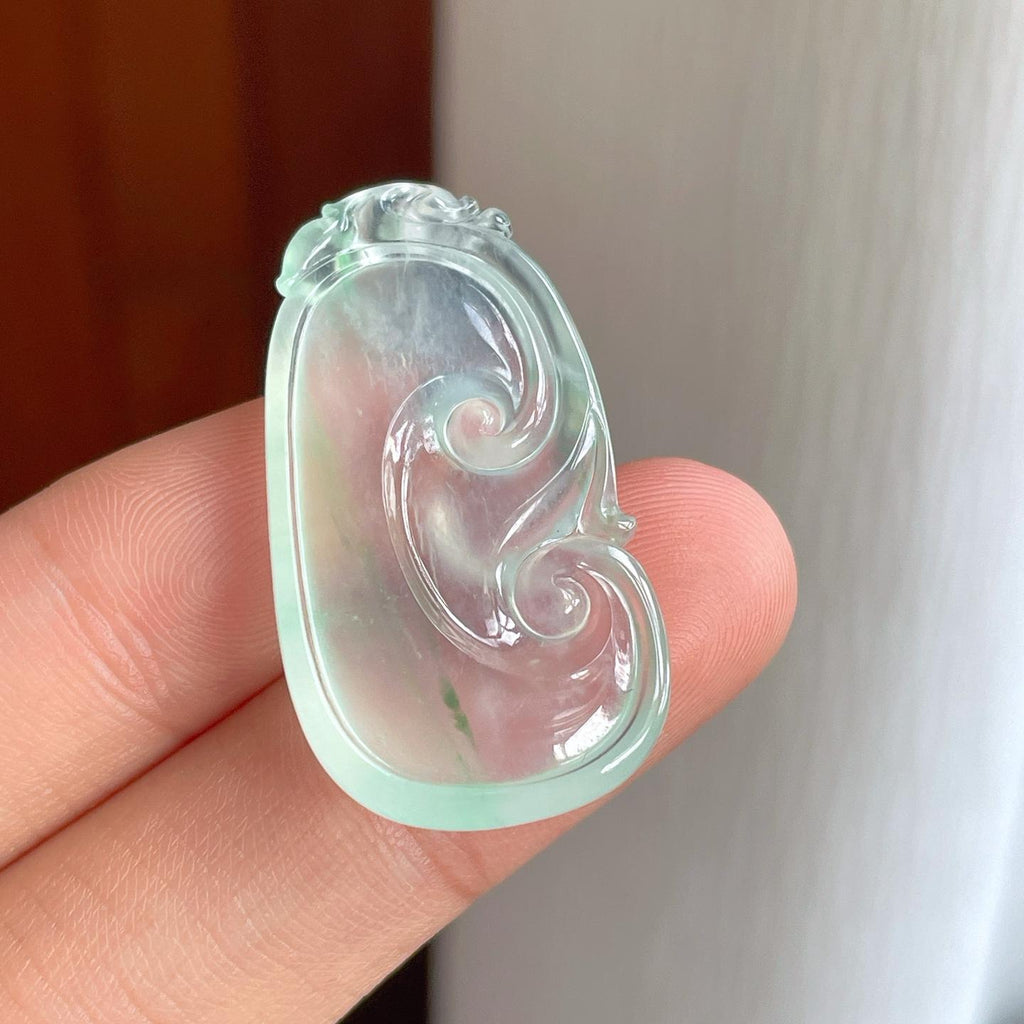 玻璃种带金丝翠翡翠如意（yc276683）