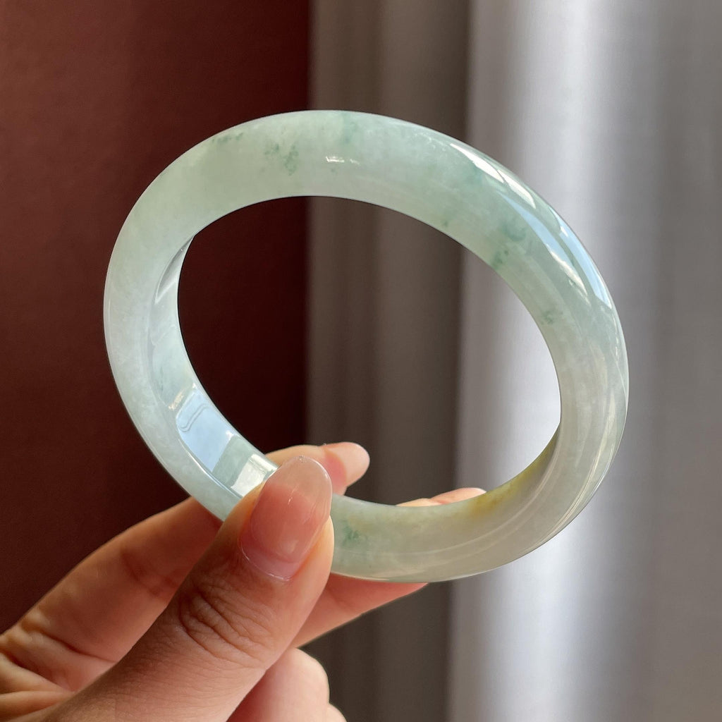 糯冰飘花特色正圈平安镯 56圈 天然缅甸A货翡翠（yc698761）