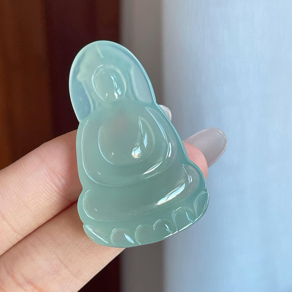糯冰晴底翡翠观音挂件（yc265785）
