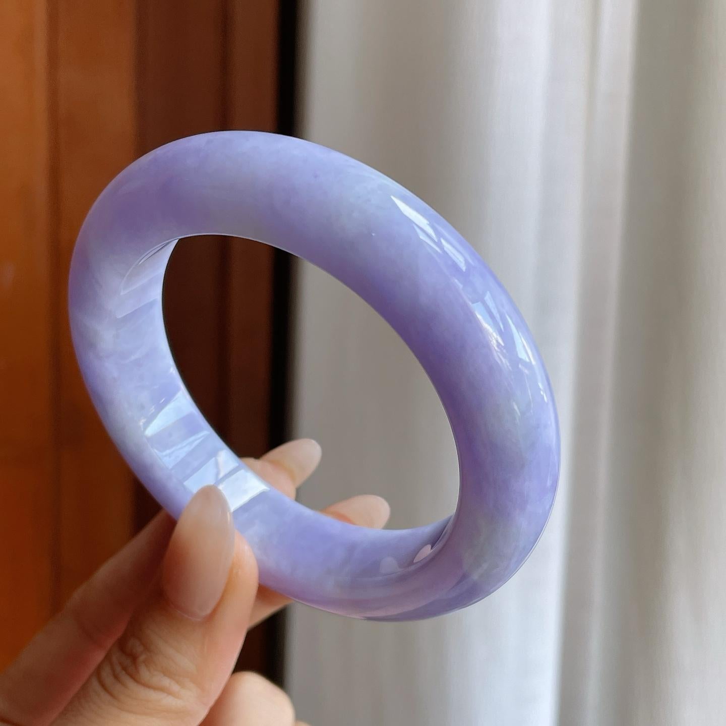 糯种紫罗兰翡翠平安镯（58.3mm）（yc242098）