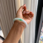 细糯种白底青圆条手镯（53.4mm）（yc293335）