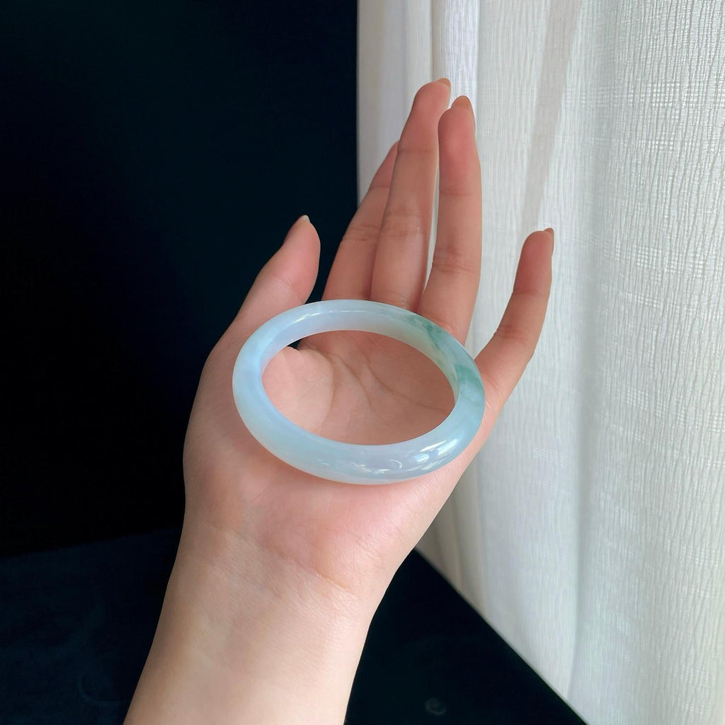 糯冰飘花翡翠平安镯（51mm)（yc329489）