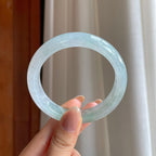 糯冰带色翡翠平安镯（56.5mm)（yc410286）