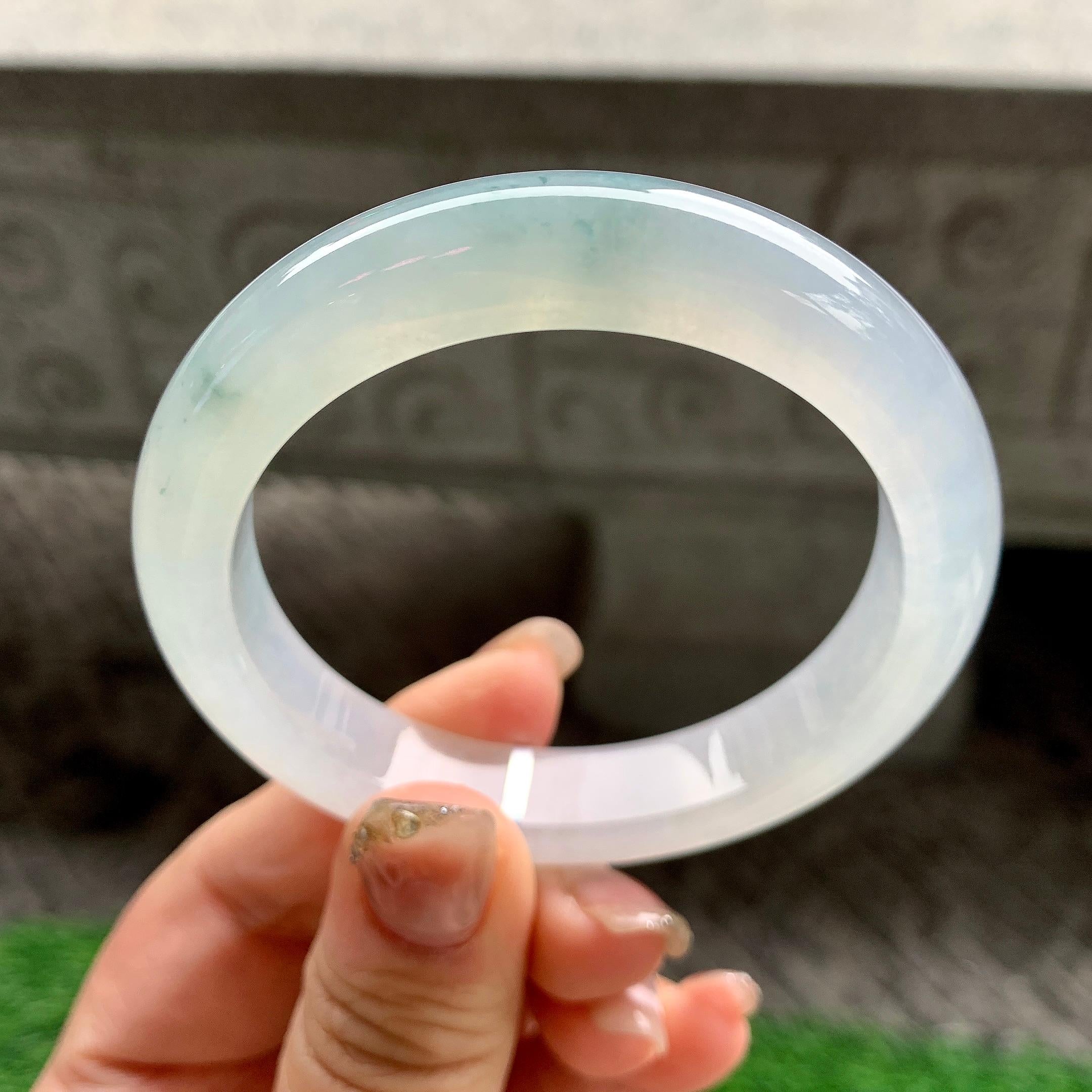 糯冰种飘花平安镯（53.5mm）（yc288711）