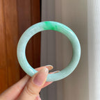 糯冰带色翡翠圆条手镯（55mm)（yc416491）