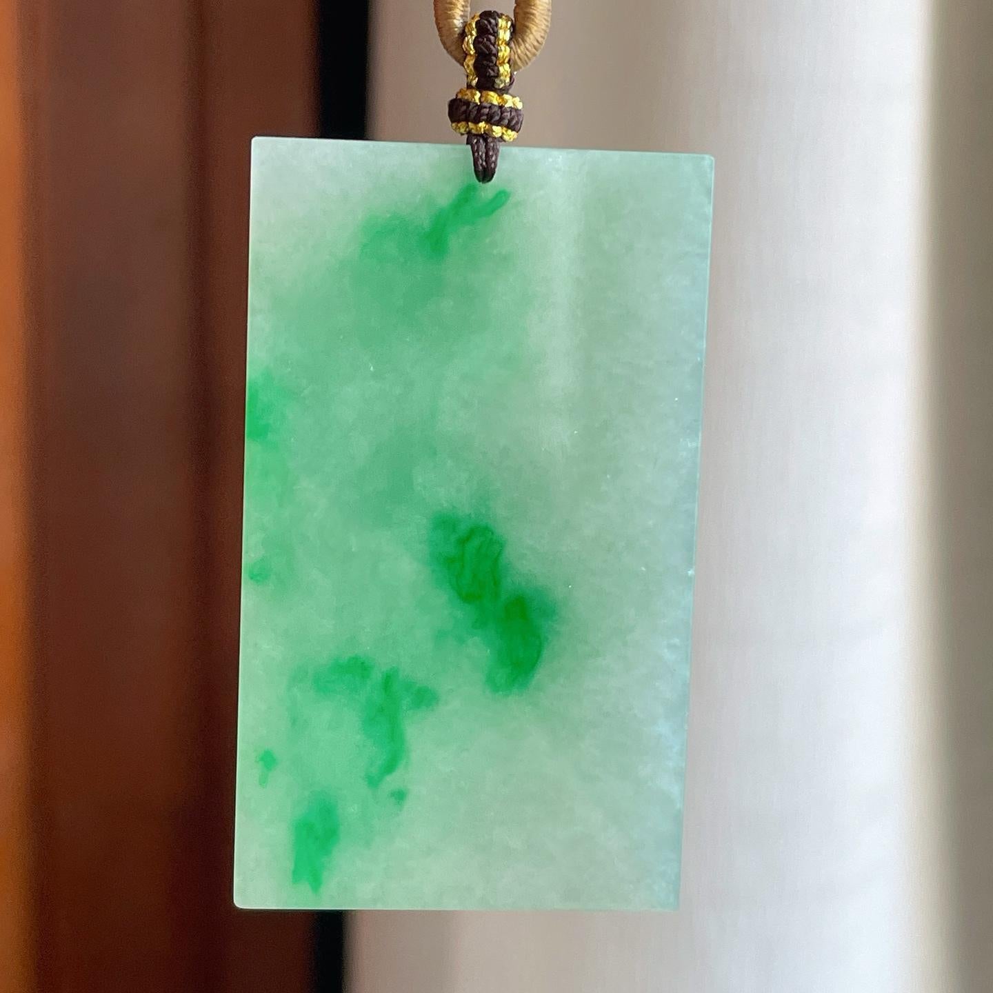 糯冰带色翡翠无事牌（yc241874）