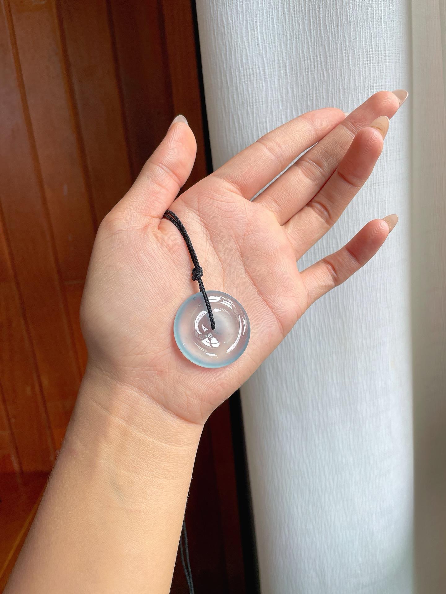 冰种蓝底飘花翡翠平安扣（yc238168）