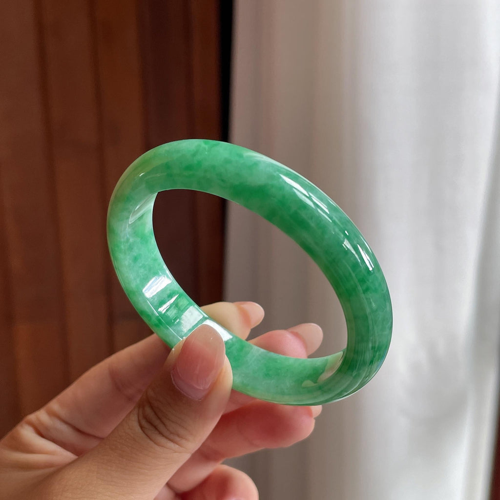 细糯冰带色贵妃镯 53圈 天然缅甸A货翡翠（yc693789）
