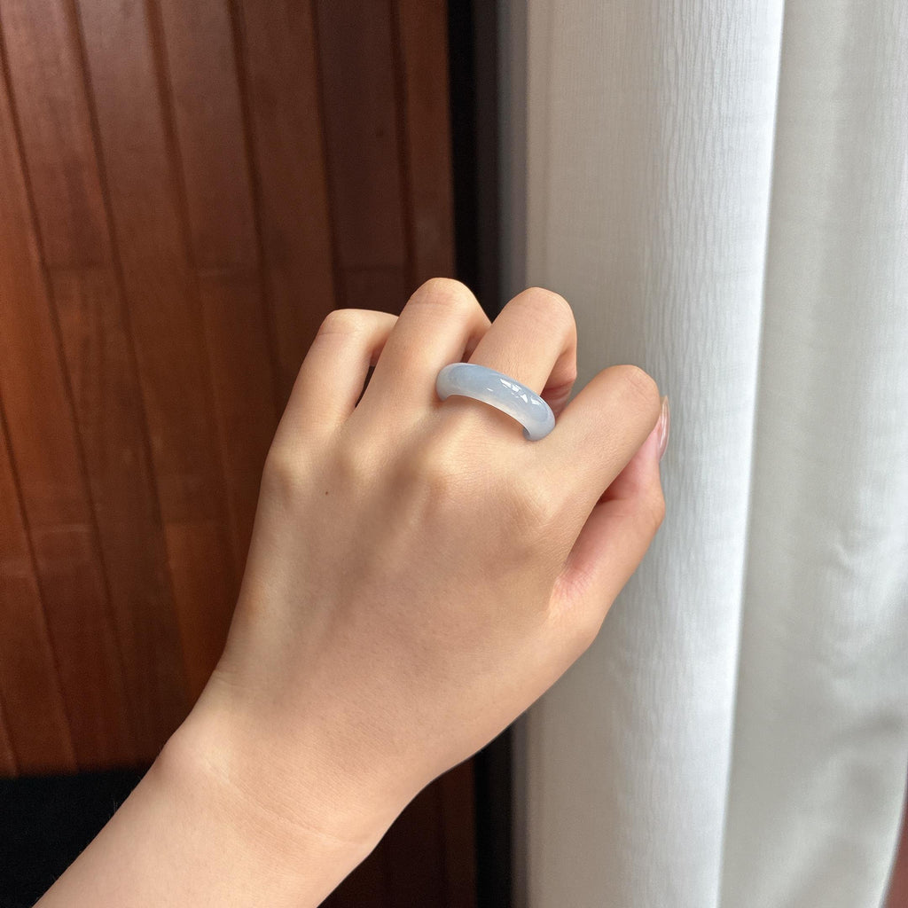 Nhẫn Ngọc Bích Miến Điện Tự Nhiên Loại A Màu Tím Băng Tuyết (yc450389)