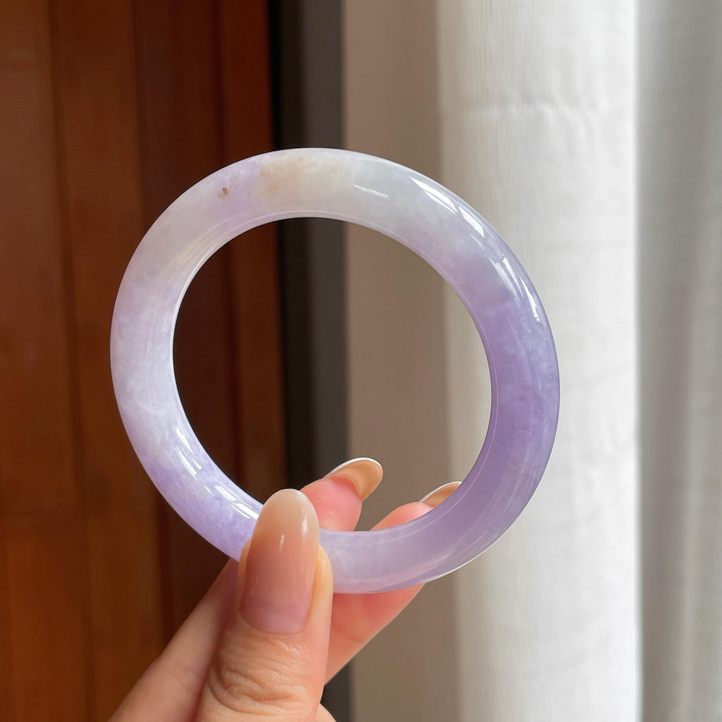 糯冰紫罗兰翡翠圆条手镯（53mm)（yc407456）