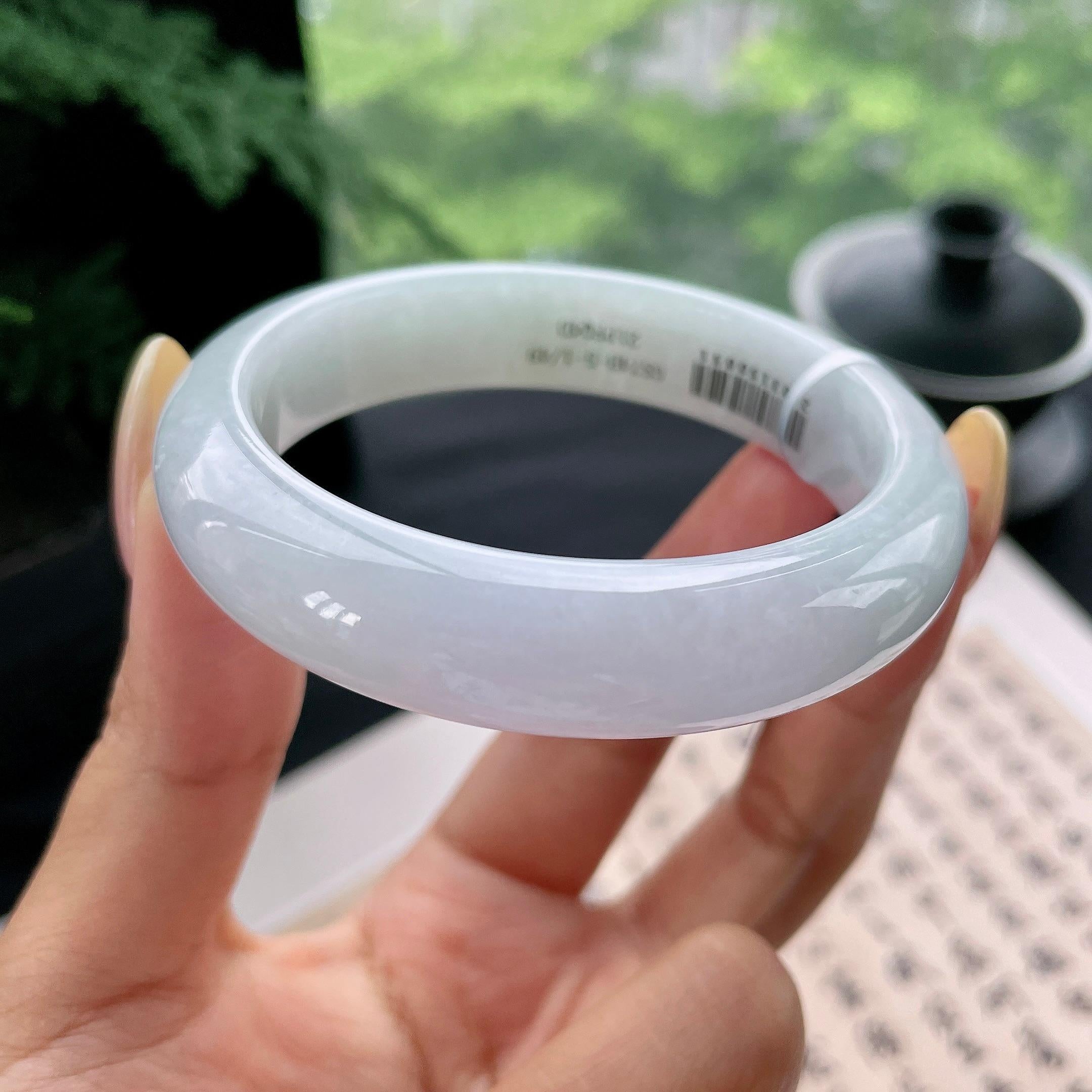 细糯种淡春彩正圈平安镯55.1圈 天然缅甸A货翡翠（yc473070）