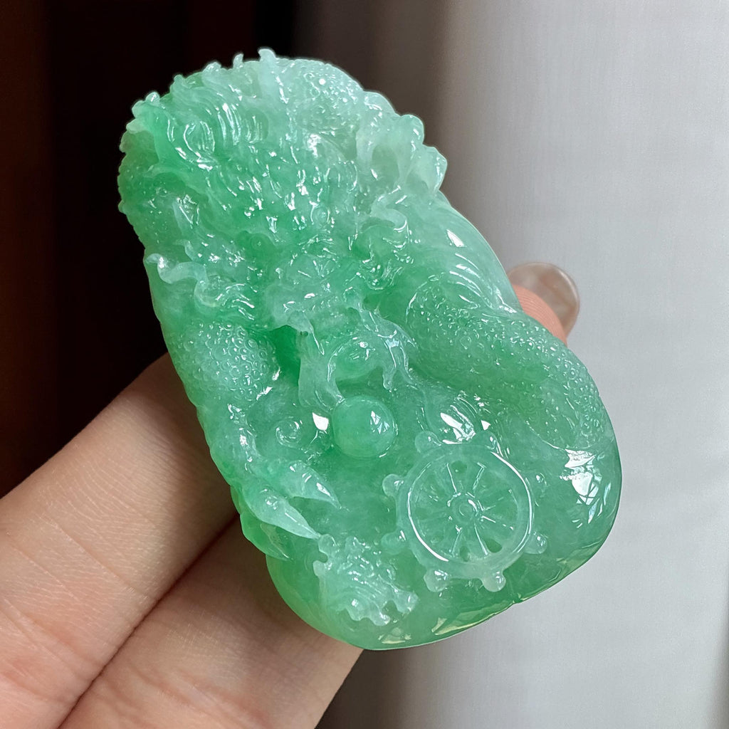 糯冰果绿龙牌 天然缅甸A货翡翠（yc456050）