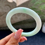 细糯种飘翠绿圆条手镯55.3圈          天然缅甸A货翡翠（yc433761）