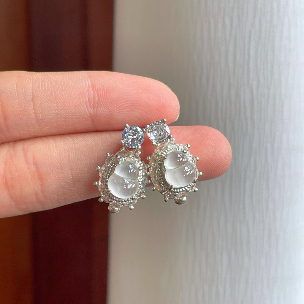 铜托冰玻种无色翡翠葫芦（yc253132）