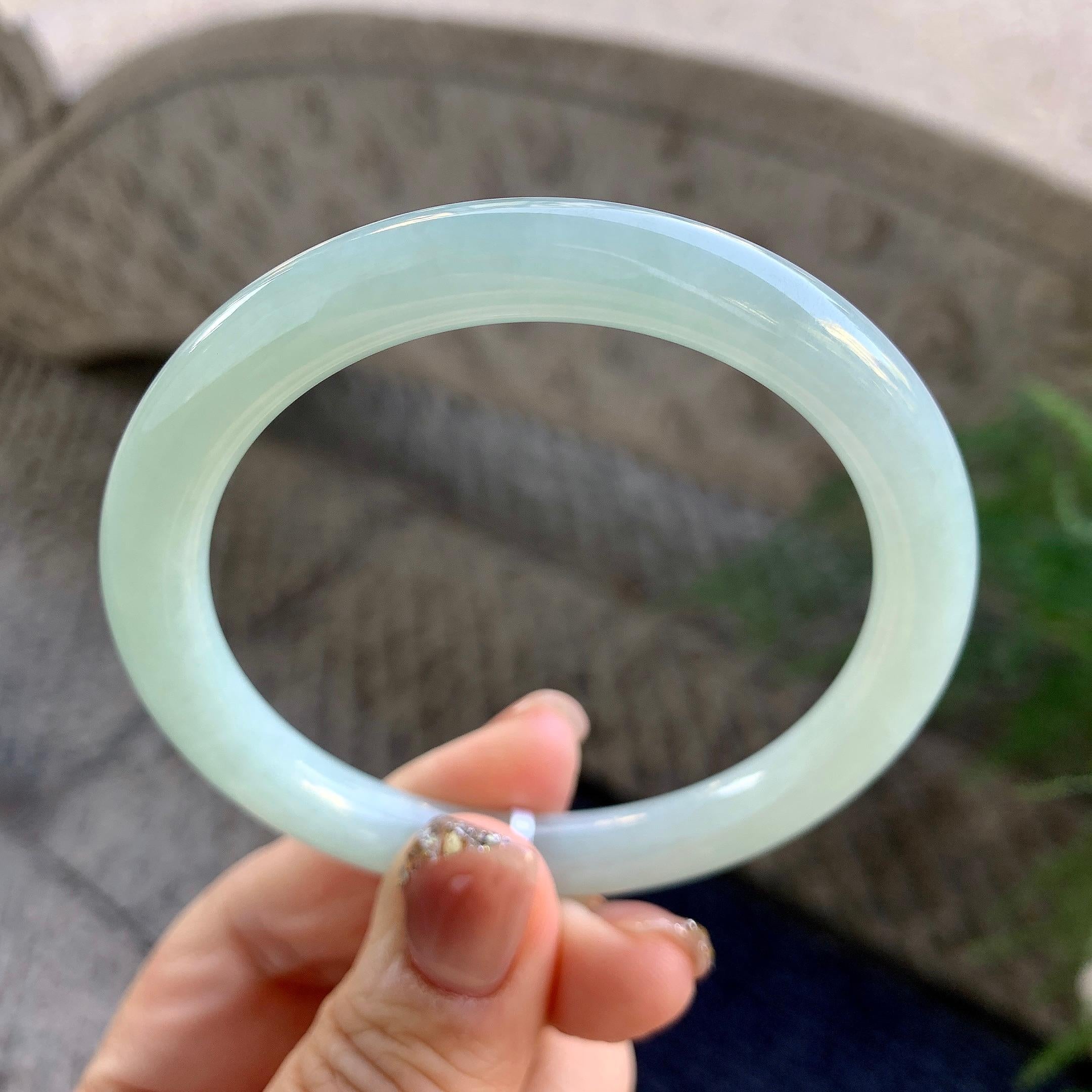 细糯种淡晴底圆条手镯（57mm）（yc276208）