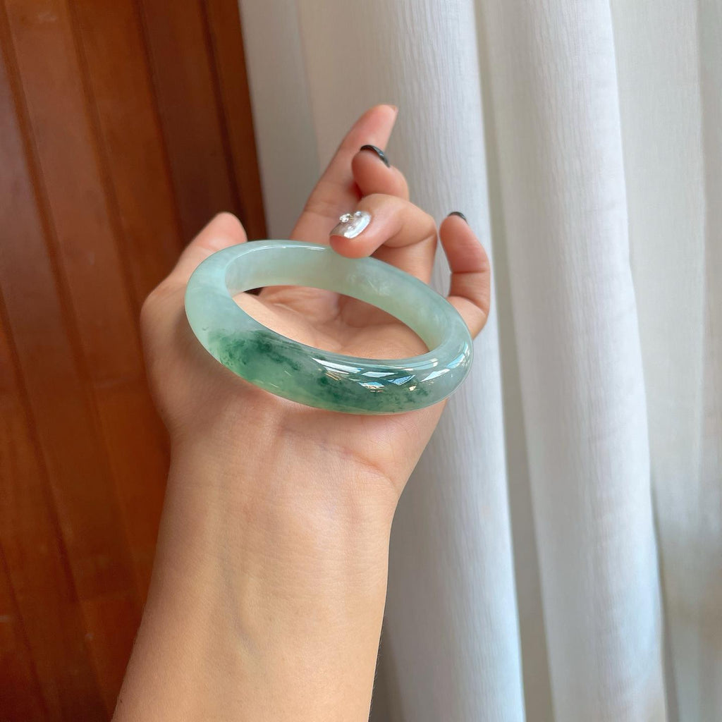 冰种飘花翡翠平安镯（58.2mm）（yc278715）