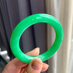 细糯种满阳绿圆条手镯（53.8mm）（yc195911）