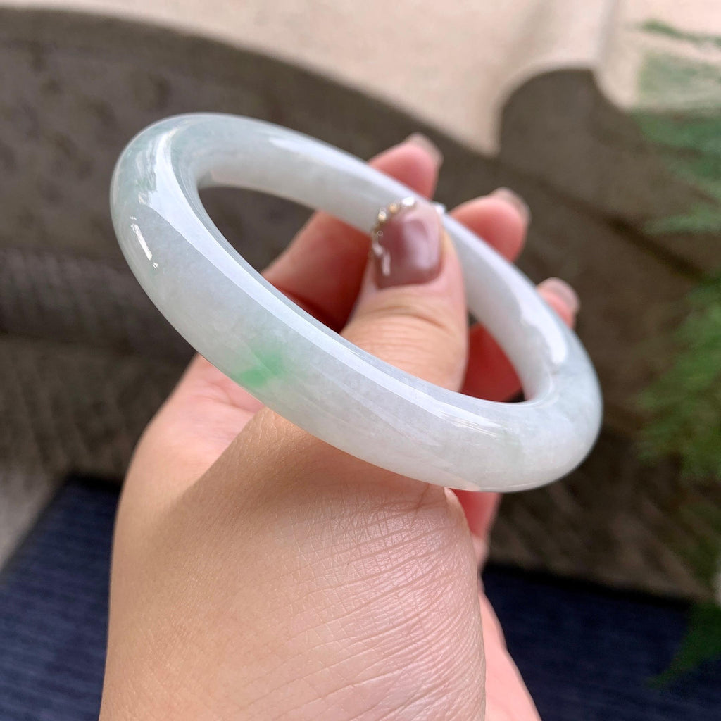 糯种飘翠绿圆条手镯（57mm）（yc277154）