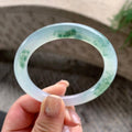 糯冰种飘绿花圆条手镯  53圈口  天然缅甸A货翡翠（yc452164）