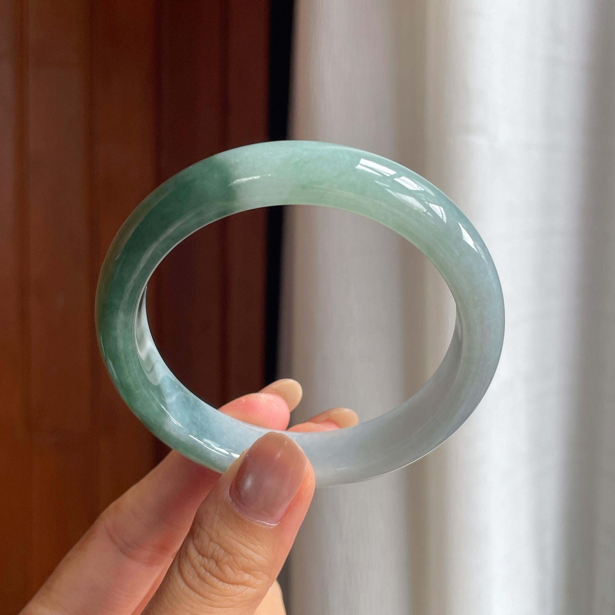 糯冰半山半水翡翠平安镯（59mm）（yc412129）