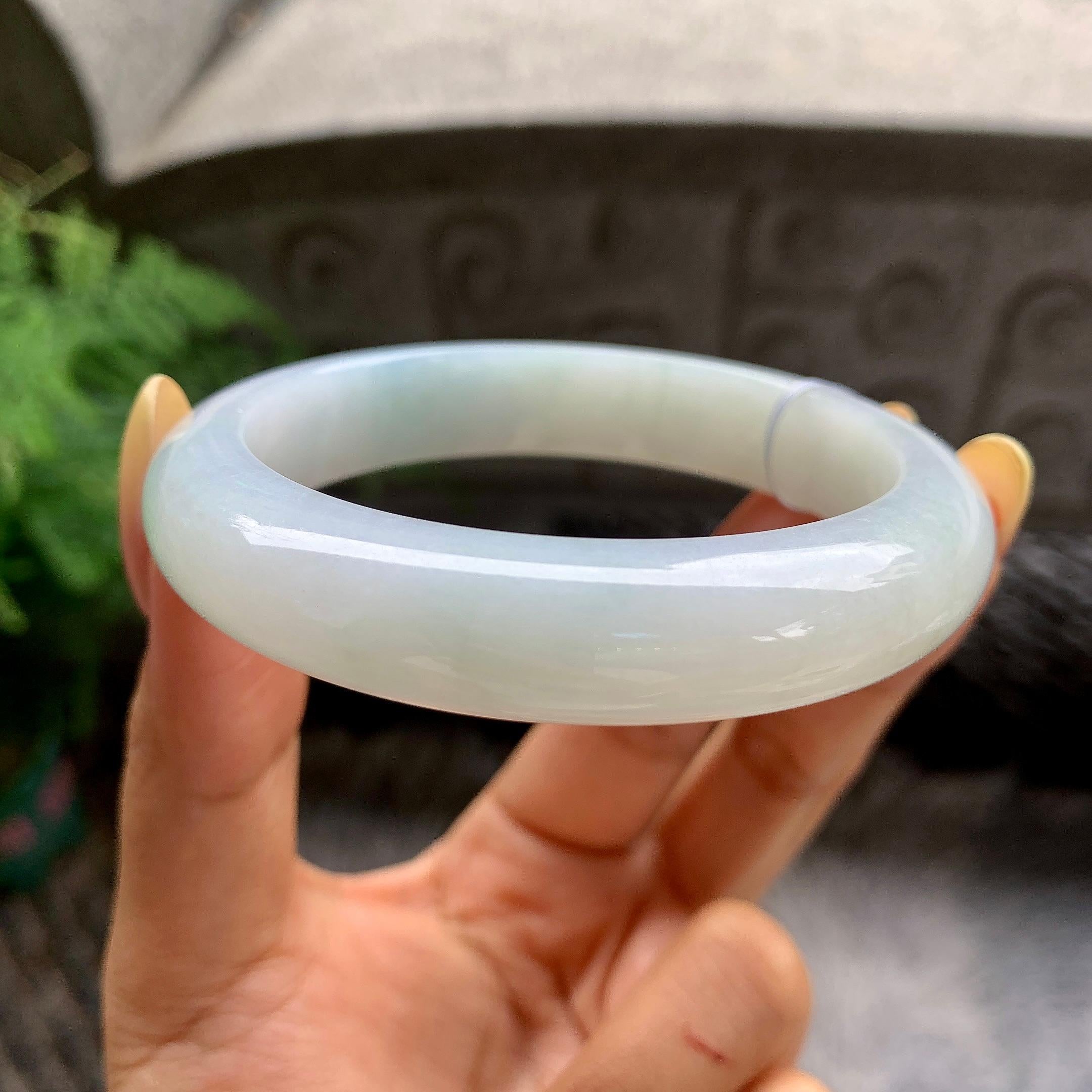 细糯种飘花正圈平安镯57.5圈 天然缅甸A货翡翠（yc481902）