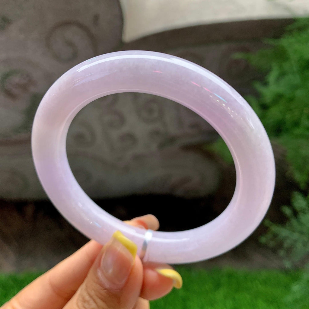 细糯种紫罗兰圆条手镯56.5圈       天然缅甸A货翡翠（yc392736）