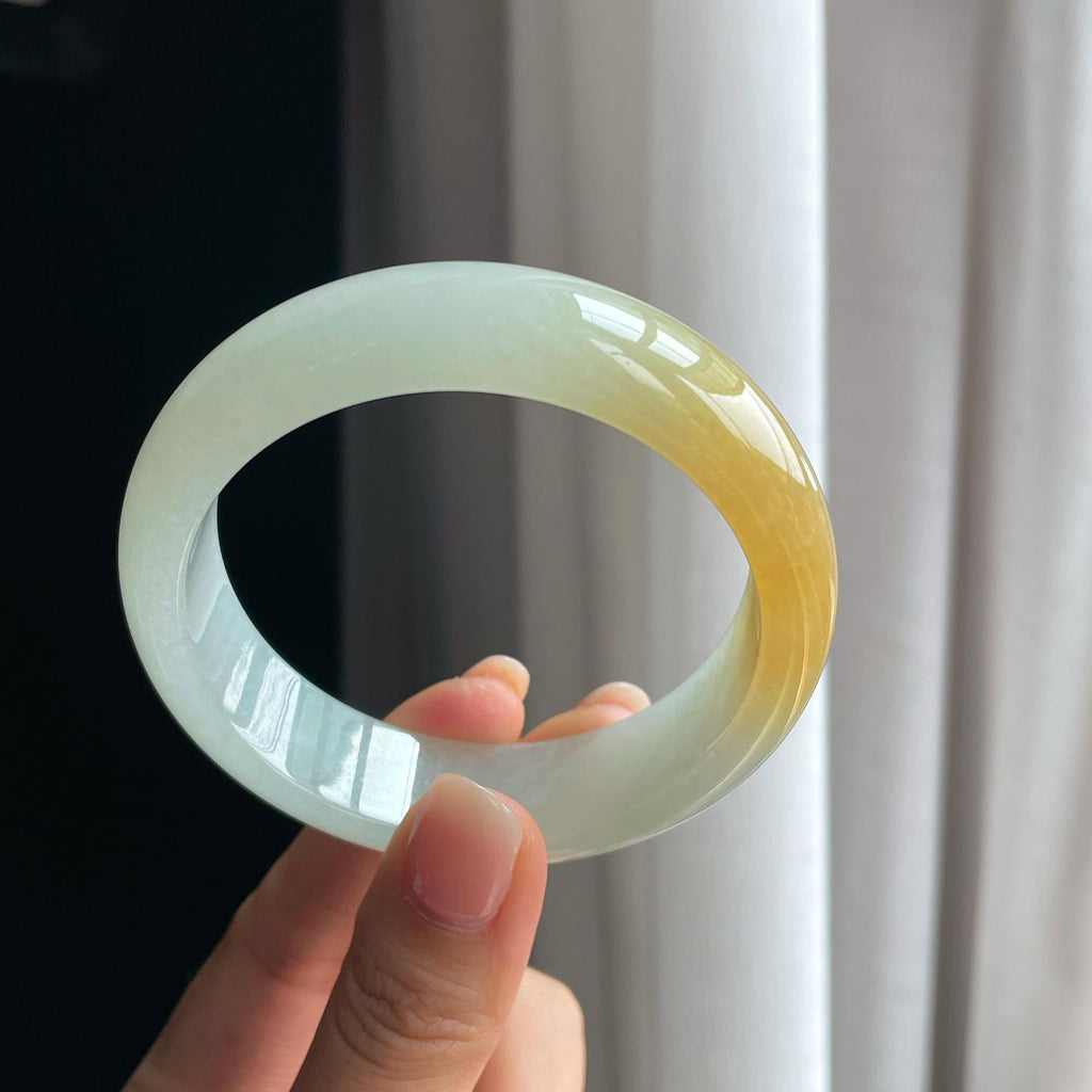 冰种黄翡宽版翡翠手镯（58.2mm）（yc397241）