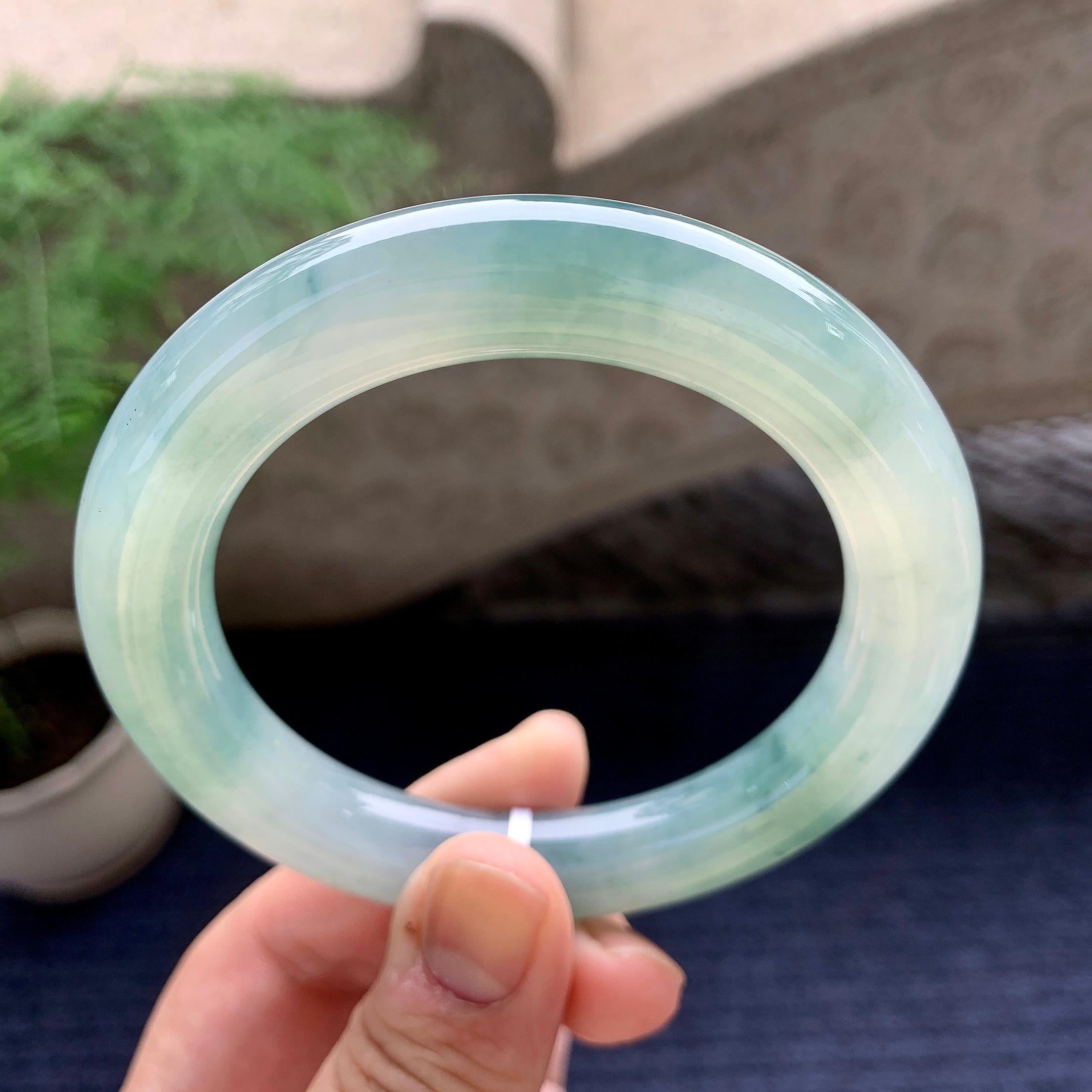 糯冰种飘花圆条手镯（58.6mm）（yc198214）