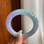 糯冰种春彩紫罗兰翡翠圆条手镯（54mm）（yc221885）