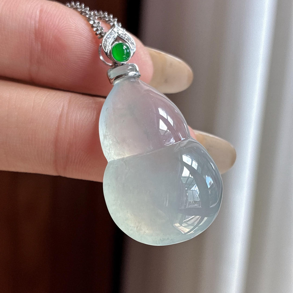 18k金扣冰种蓝底葫芦挂件 天然缅甸A货翡翠（yc525775）