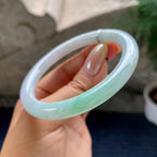 细糯种飘绿圆条手镯55.7圈          天然缅甸A货翡翠（yc460733）