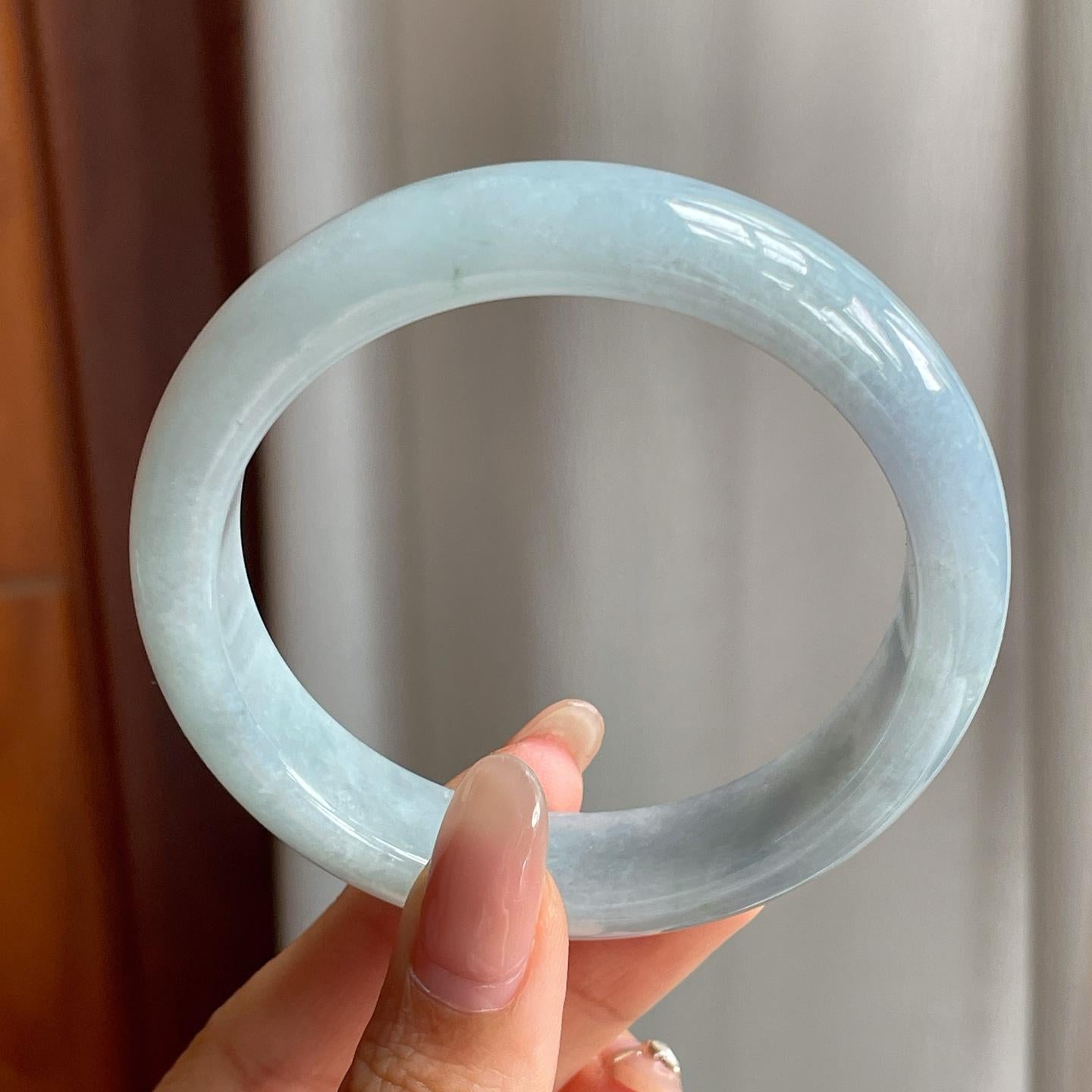 糯冰种紫罗兰翡翠平安镯（56mm）（yc194785）