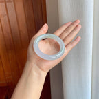 冰种白月光翡翠圆条手镯（52mm)（yc386431）