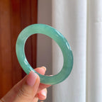 糯冰湖水绿翡翠圆条手镯（53mm)（yc380044）