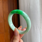 糯冰带色翡翠平安镯（55.6mm)（yc415425）