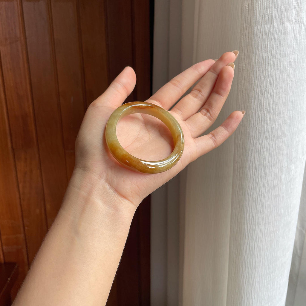 糯冰黄翡翡翠贵妃镯(55mm)（yc423155）