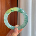 冰种飘花带黄翡翡翠圆条手镯（56mm）（yc402793）