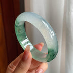 冰玻种飘花翡翠宽版平安镯（55mm）（yc200659）