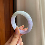 糯冰春带彩宽版翡翠平安镯（52.7mm)（yc417228）